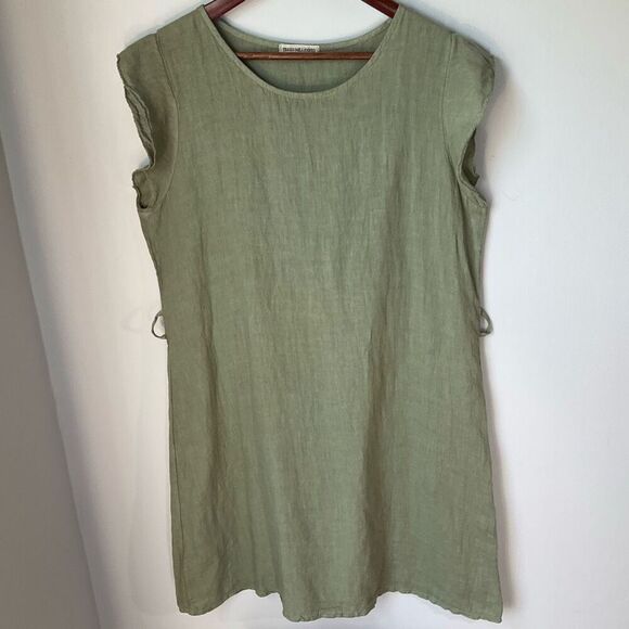 Terzo Millennio shift Dress with Flutter Cap Sleeves, L. Sage Linen! - Picture 8 of 11